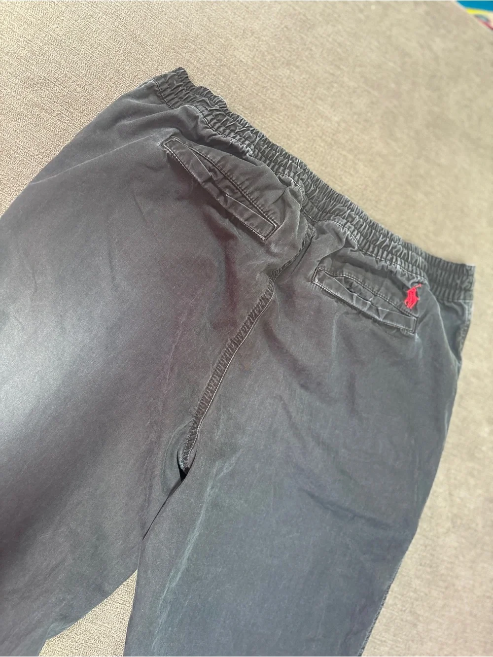 Polo Ralph Lauren Boys Black Cotton Jogger Pants Zip Pocket Size L 14-16